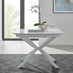 LIRA 100 Extending Dining Table and 4 White Corona Silver Leg Chairs