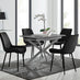 Lira 100cm Grey Metal Extending Dining Table & 4 Black Pesaro Black Leg Chairs
