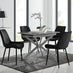 Lira 100cm Grey Metal Extending Dining Table & 4 Black Pesaro Black Leg Chairs
