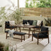 Lydiard Walnut Wood & Black 7 Seat Garden Dining Set