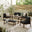 Lydiard Walnut Wood & Black 7 Seat Garden Dining Set