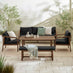 Lydiard Walnut Wood & Black 7 Seat Garden Dining Set