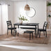 Lynton Large Black Wooden Dining Table with 2 Benches & 2 Chairs