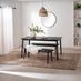 Lynton Large Black Wooden Dining Table & 2 Benches
