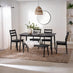 Lynton Large Black Wooden Dining Table with 4 Chairs & Bench