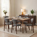 Lynton Walnut Effect Dining Table 6 Grey Mirelle Chairs