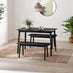Lynton Small Black Wooden Dining Table & 2 Benches