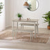 Lynton Small White & Light Grey Wooden Dining Table & 2 Benches