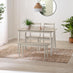 Lynton Small White & Light Grey Wooden Dining Table with 2 Chairs & Bench