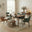 Lynton Large Walnut Effect Wood Dining Table + 4 Green Beaumont Chairs & Bench