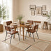 Lynton Walnut Effect Round Wood Dining Table 4 Tan Delta Chairs