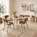 Lynton Whitewashed Round Wood Dining Table 4 Tan Delta Chairs