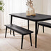Lynton Large Black Wooden Dining Table with 2 Benches & 2 Chairs