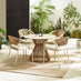 Lanai & Elba Beige Rattan & Cream 4 Seat Round Table Garden Dining Set