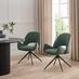 2x Layla Green Fabric Swivel Dining Chairs
