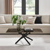 Leonardo Rectangle Brown/Grey Marble Glass & Black Coffee Table