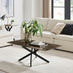 Leonardo Rectangle Brown/Grey Marble Glass & Black Coffee Table