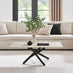 Leonardo Rectangular White Marble Glass and Black Coffee Table