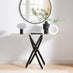 Leonardo White Marble Glass and Black Console Table