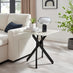 Leonardo Square White Marble Glass and Black Side Table