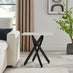 Leonardo Square White Marble Glass and Black Side Table