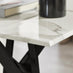 Leonardo Square White Marble Glass and Black Side Table