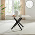 Leonardo Rectangular White Marble Glass and Black Metal 6 Seater Dining Table