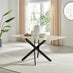 Leonardo Rectangular White Marble Glass and Black Metal 6 Seater Dining Table