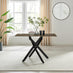 Leonardo Rectangle Brown/Grey Marble Glass & Black Metal 4 Seat Dining Table