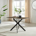 Leonardo Rectangle Brown/Grey Marble Glass & Black Metal 4 Seat Dining Table