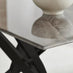 Leonardo Rectangle Brown/Grey Marble Glass & Black Metal 4 Seat Dining Table