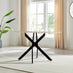 Leonardo Rectangular White Marble Glass and Black Metal 4 Seater Dining Table