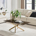 Leonardo Rectangle Brown/Grey Marble Glass & Gold Coffee Table