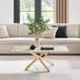 Leonardo Rectangular White Marble Glass and Gold Coffee Table