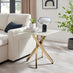 Leonardo Square White Marble Glass and Gold Side Table