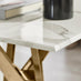 Leonardo Square White Marble Glass and Gold Side Table