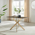 Leonardo Rectangle Brown/Grey Marble Glass and Gold Metal 4 Seat Dining Table