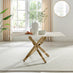 Leonardo Rectangular White Marble Glass and Gold Metal 6 Seater Dining Table