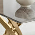 Leonardo Rectangle Brown/Grey Marble Glass and Gold Metal 4 Seat Dining Table