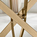 Leonardo Rectangle Brown/Grey Marble Glass and Gold Metal 4 Seat Dining Table
