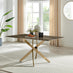 Leonardo Rectangle Brown/Grey Marble Glass & Gold Metal 6 Seat Dining Table