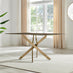 Leonardo Rectangle Brown/Grey Marble Glass & Gold Metal 6 Seat Dining Table