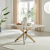Leonardo Rectangular White Marble Glass and Gold Metal 6 Seater Dining Table