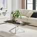 Leonardo Rectangle Brown/Grey Marble Glass & Silver Coffee Table