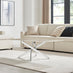 Leonardo Rectangular White Marble Glass and Silver Coffee Table