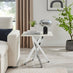 Leonardo Square White Marble Glass and Silver Side Table