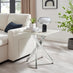 Leonardo Square White Marble Glass and Silver Side Table