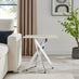 Leonardo Square White Marble Glass and Silver Side Table