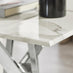Leonardo Square White Marble Glass and Silver Side Table