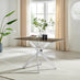 Leonardo Rectangle Brown/Grey Marble Glass & Silver Metal 4 Seat Dining Table